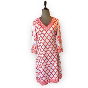 Gretchen Scott Tangerine and White Crab Dress